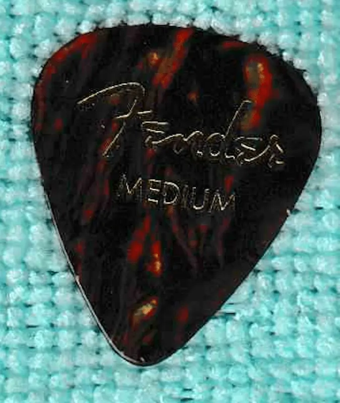 Here is the very classic D'Andrea #351 Pick Shape made by Fender Guitar Company of Tortoise Shell Style Celluloid in Medium Gauge. The Classic.