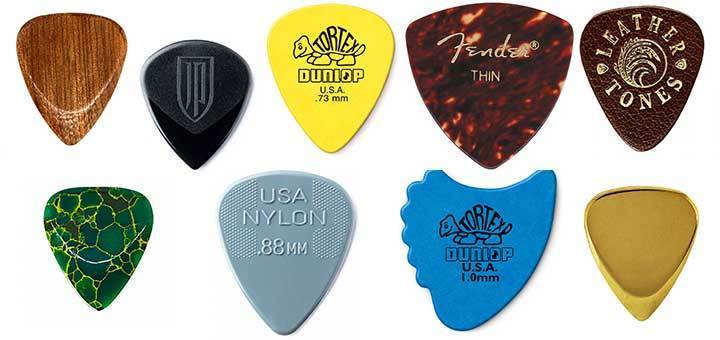 A variety of different pick shapes, some of many out there.