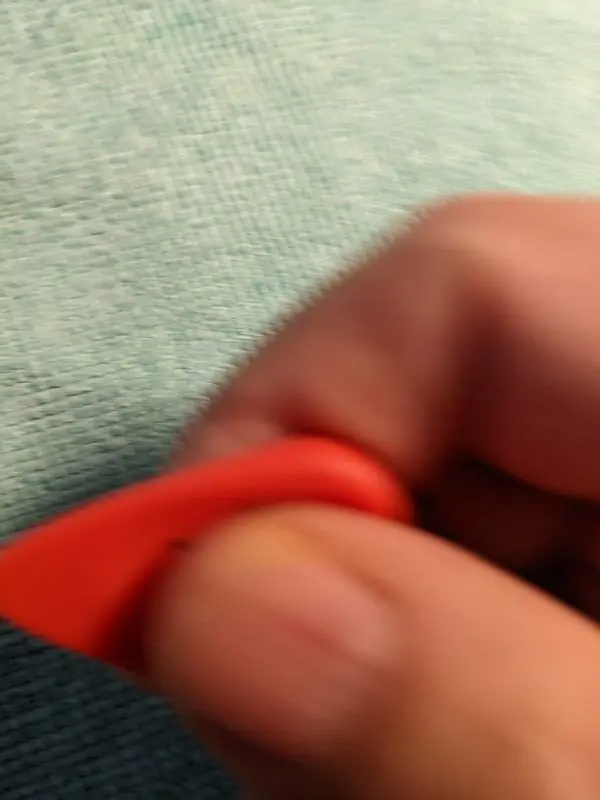 Another way I held the red Goonis Pick, Almost, but not quite, the intended way to use it.