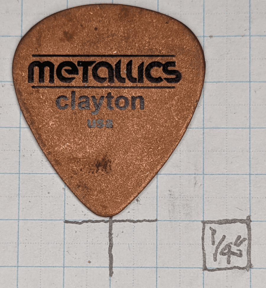Picks Clayton Metallics Copper On Graph Paper revealing sizing of the device, note the lovely textured surface!
